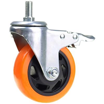 China swivel & 3 4 5 Inch Swivel Orange Stem Rigid Heavy Duty PU Industrial Casters Wheels for sale