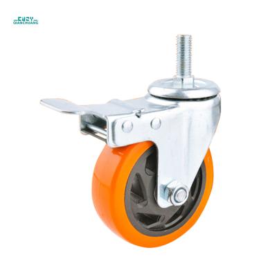 China swivel & Rigid Push Cart Caster Wheels 150kg Heavy Duty Shock Absorbing PU Caster Wheel for sale