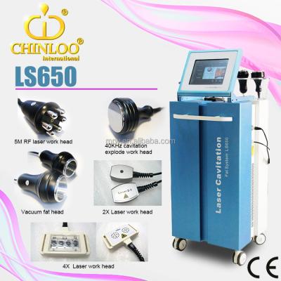 China Anti-Puffiness 650nm Laser X2 &X4 Handle Chip Laser Cavitation RF Vacuum Machine For Fat Reduction for sale