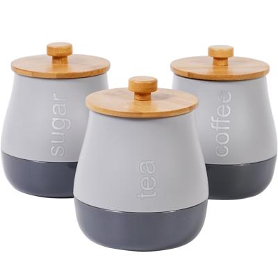 China Sustainable High Quality 1000ml Kitchen Storage Canister Sets Plastic Storage Jars With Bamboo Lid for sale