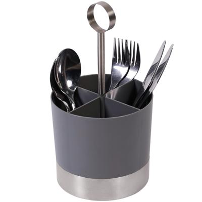 China With Handle Gray Color Kitchen Accessories Plastic Utensil Storage Cutlery Holder for sale