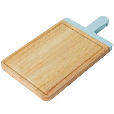 China New Launched Colorful Square Durable Kitchen Rubber Wood Serving Tray Cutting Board for sale