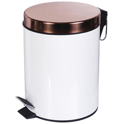 China 5L Viable White Color Power Cheap Prices Metal Foot Pedal Waste Bin Coated Dust Bin for sale