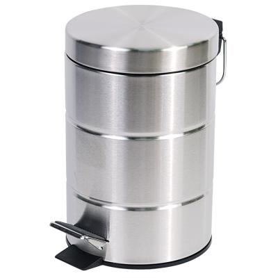 China Factory Price Viable Satin Finished 3L Stainless Steel Foot Pedal Rubbish Waste Bin Dust Bin for sale