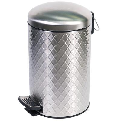 China Factory Price Viable Satin Finished 12L Stainless Steel Foot Pedal Waste Rubbish Bin Dust Bin for sale