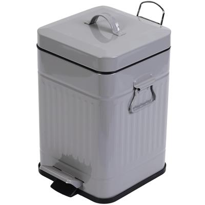 China Sustainable Classic Style Square Shape To Powder Coated Metal Waste Bin Foot Operated Dust Bin for sale