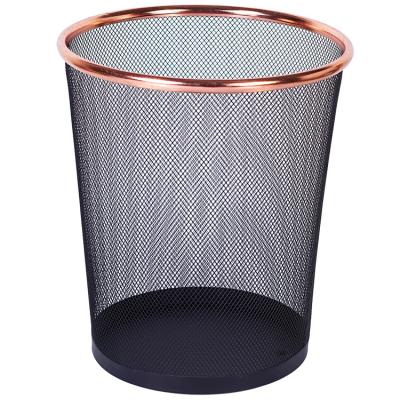 China Viable Black Color Office Mesh Trash Can Waste Paper Basket for sale