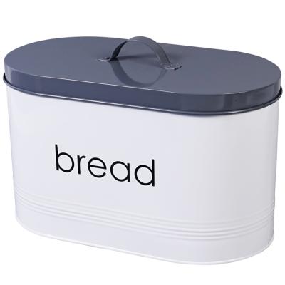 China Sustainable Oval Shape Metal Crate Vintage Bread Box Powder Coated Kitchen Bread Bin for sale