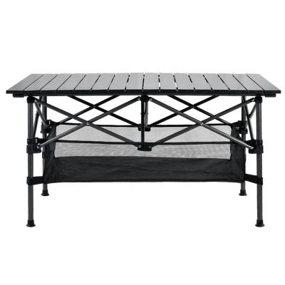 China Compact foldable and portable folding table with aluminum frame and painted marble table top for sale