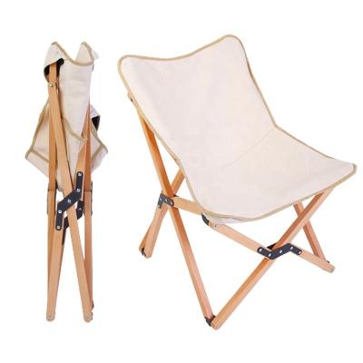 China Khaki Canvas Outdoor Lightweight Outdoor Wooden Camping Chair for sale