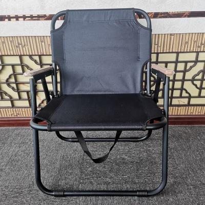 China Hot Sale Black Foldable Folding Chair With Wooden Armrest for sale