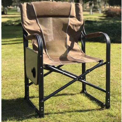 China With Heavy Duty Compact Khaki Manager Table And Cup Holder Side Camping Chair Chair With Side Table And Cup Holder for sale