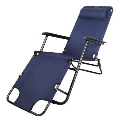 China Navy Blue Weightless Lounger Folding Recliner Foldable Chair and Bed with Headrest for sale