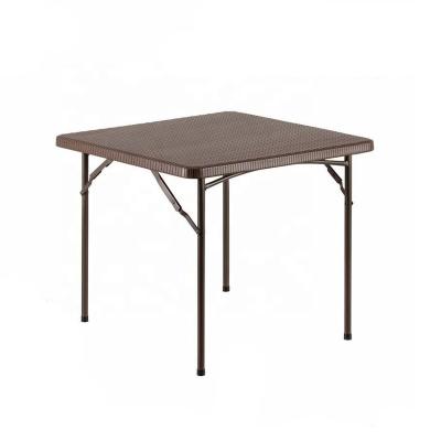 China Foldable Plastic Legs 86cm Rattan Square Folding Table for sale