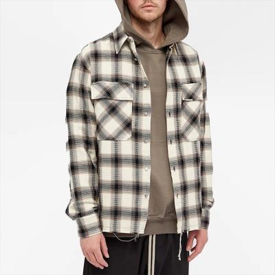 China Wholesale Men's Plaid Shirts Custom Anti-pilling Sleeve Button Closure Two Flapper Long Pockets 100 Cotton Flannel for sale