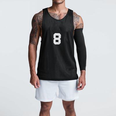 China QUICK DRY custom printed logo mesh tank top reversible smooth plus size mens sport tank top for sale