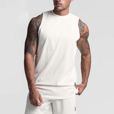 China QUICK DRY Big Cuff Men's Sports Tank Top Gym Breathable Cotton White Custom Tank Top Workout Vest for sale