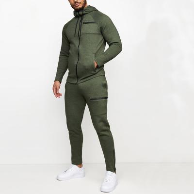 China Breathable Custom Slim Fit OEM 2 Piece Sweatsuit Set Wholesale Zipper Green Private Label Sweatwear Clothing Sets for sale