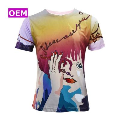 China Custom Slim Fit Anti Shrink Sublimation T-Shirts Printing | Polyester | Full Print | Gradient | Colorful | OEM | ODM for sale