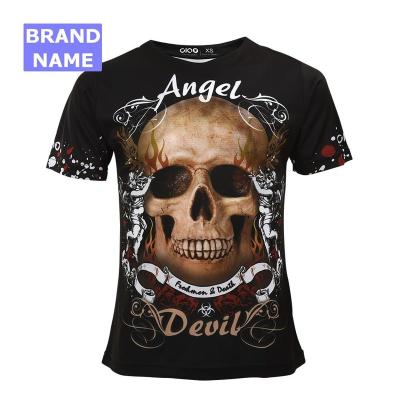 China Custom Sublimation Printed Skull Mens T Shirts Anti Shrink for sale