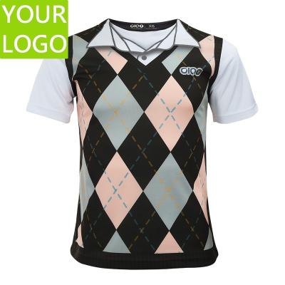 China Custom Sublimation Anti Shrink Printing Polyester Mens T-Shirt With Knitted Polo Shirt Design for sale