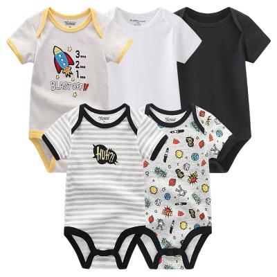 China Universal Luxury 100% Cotton Roulette Summer Baby Jumpsuit Baby Bodysuit Outfit 5pcs Baby Bodysuits for sale