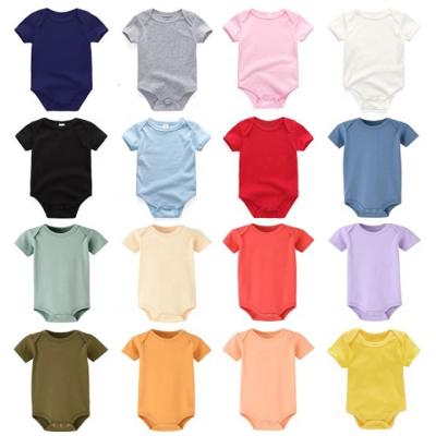 China Cotton 100% 17 Colors Solid Plain Baby Romper White Baby Onesie Baby Jumpsuits for sale