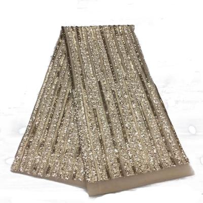 China 2020 Newest Viable Net French African Tulle Sequins Embroidery Lace Fabric for sale