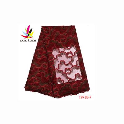 China 2018 Popular Fashion Viable French Net Mesh Fancy Embroidered Lace Fabric For Dress Dress XZ1973B for sale