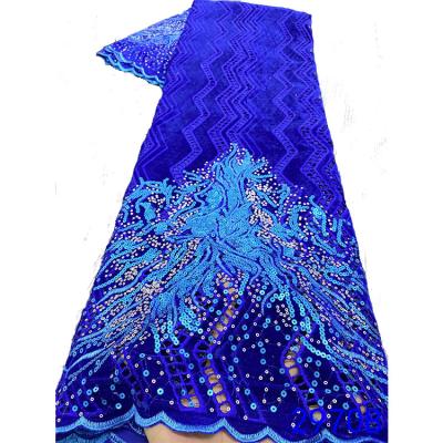 China Viable Wholesale Bargain Price Nigerian Velvet Lace Fabric For Garment for sale