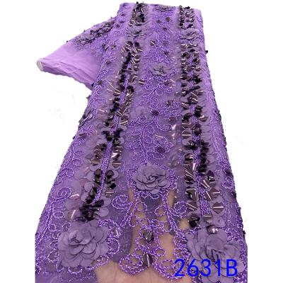 China Beautiful 3d flower lace 5yards 2020 french sequins workable for wedding dress for sale