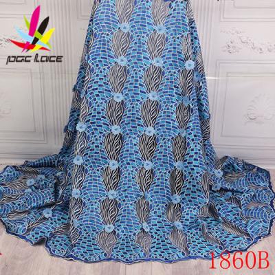 China Viable Embroidery 3D Flowers African Lace Fabric For Bridal Dresses French Lace Fabrics XZ1860B for sale