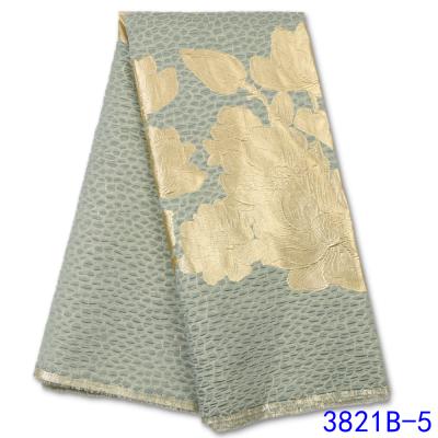 China OTHER 2021 fashionable France brocade lace fabric gold color embroidered brocade lace fabric XZ3821B for sale