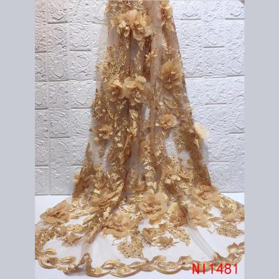 China Viable Swiss Voile 3d Beaded Velvet Wedding Dress Korean African Dry Lace for sale