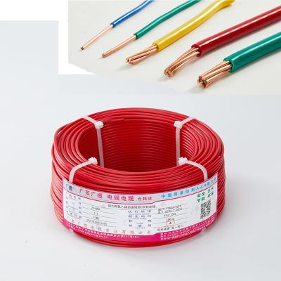 China Building Single Core Solid Wires BV 16mm 10mm 6mm 4mm 2.5mm 1.5 mm Electric Cable Copper Electrical Cable Wire for sale