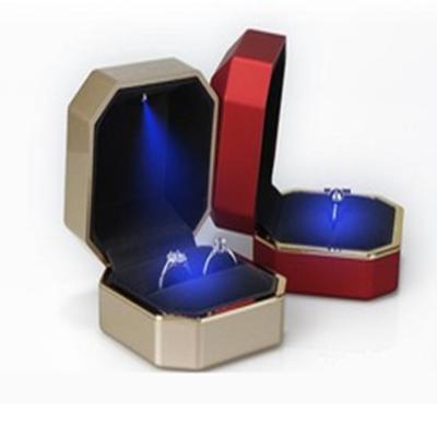 China Romantic Luxury Led Plastic Jewelry Packaging Box Wedding Ring Pendant Necklace Bracelet Bangle Ring Box With Light for sale