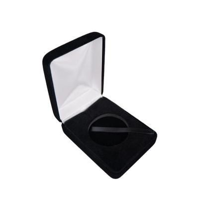 China Wholesale Custom Black Eco-friendly Elegant Velvet Metal Phone Booth Medal Box With Logo Packing Box for sale