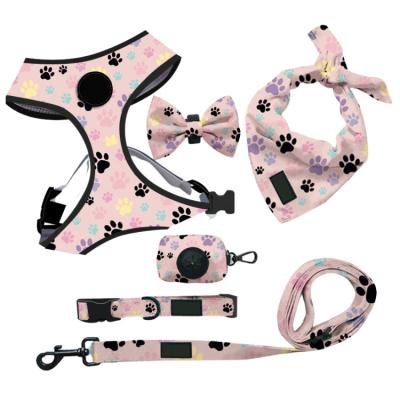 China 2023 Hot Selling Dogs Pet Accessory Set Dog Harness Set Adjustable Personalized Custom Logo Dog Harness Set Poop Bag Dog Leashes for sale