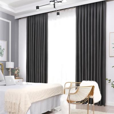 China Blackout Blackout Curtains Living Room Blackout Curtains in Grommet Ready Made Super Soft Linen Top Gray Fabric for sale