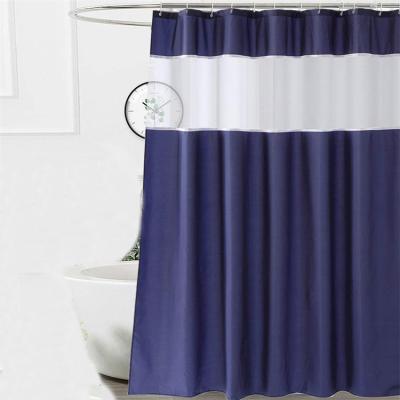 China Morden Polyester Navy Blue Shower Curtain Sustainable Waterproof Splicing Shower Curtain For Home Hotel for sale