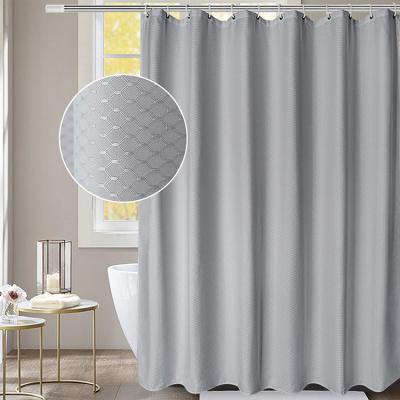 China Durable Chic Anti Rust Solid Color Bathroom Shower Curtain Jacquard Waffle Waterproof Shower Curtain for sale