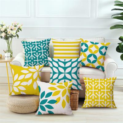 China Nordic Yellow Green Geometric Print Home Decor Anti-static Cojines Decoratives Para Sofa Cushion Cover for sale