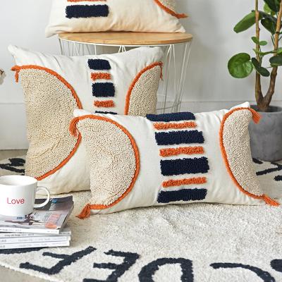 China Anti-static Indian Handmade Tufted Cushion Cover Ethnic Style Loop Braid Pile Velvet Cushion Cover for sale