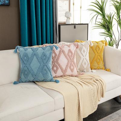 China Modern Custom Made Anti-Static Bohemia Tassel Trow Pillow Covers Tufted Home Sofa Decor Cushion Cover for sale