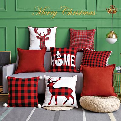 China American Popular Anti-Static Print Throw Blanket Plaid Plaid Decoration Christmas Square Pillowcase For Newyear for sale