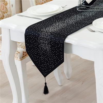 China Hot Selling Classic Table Runner Plush Sequin Durable Good Quality Black Table Runner for sale