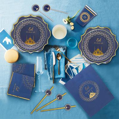 China Muslim Eid Ramadan Mubarak Eid Party Customized New Design Dish Party Tableware Set FOR Muslim Eid Ramadan Mubarak Eid Party for sale