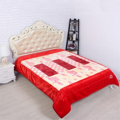 China New Design Style Wearable 100% Polyester Raschel Covers 1 Ply Embossed 2 Ply Double Bed Cover One Side for sale