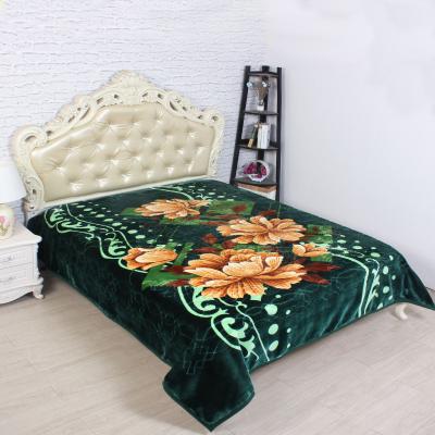 China New Wearable Wholesale Mink Raschel Blankets 1 Ply 2 Ply Double Bed Blanket One Side Embossed Blanket For Winter for sale