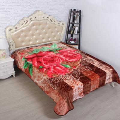 China New Wearable Raschel Mink Sheets 1 Ply 2 Layer Double Bed Cover One Side Embossed Covers for sale